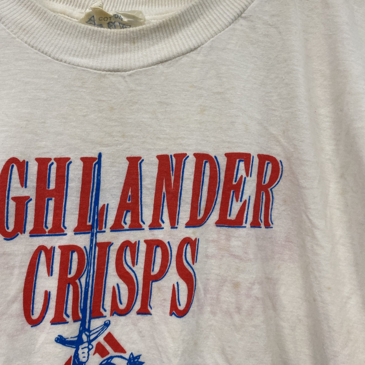 ～90s　Afhtan　半袖プリントTシャツ　ユーロヴィンテージ　白　ホワイト　Lサイズ　古着