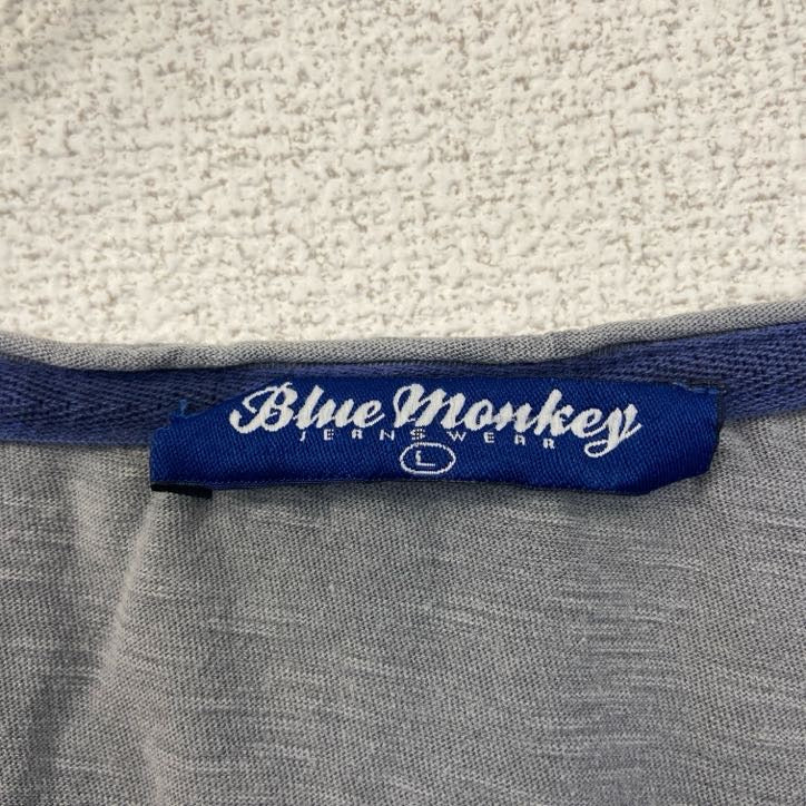 Blue Monkey　ブルーモンキー　半袖プリントTシャツ　オートバイ　バイク　グレー　灰色　レトロデザイン　Lサイズ　古着