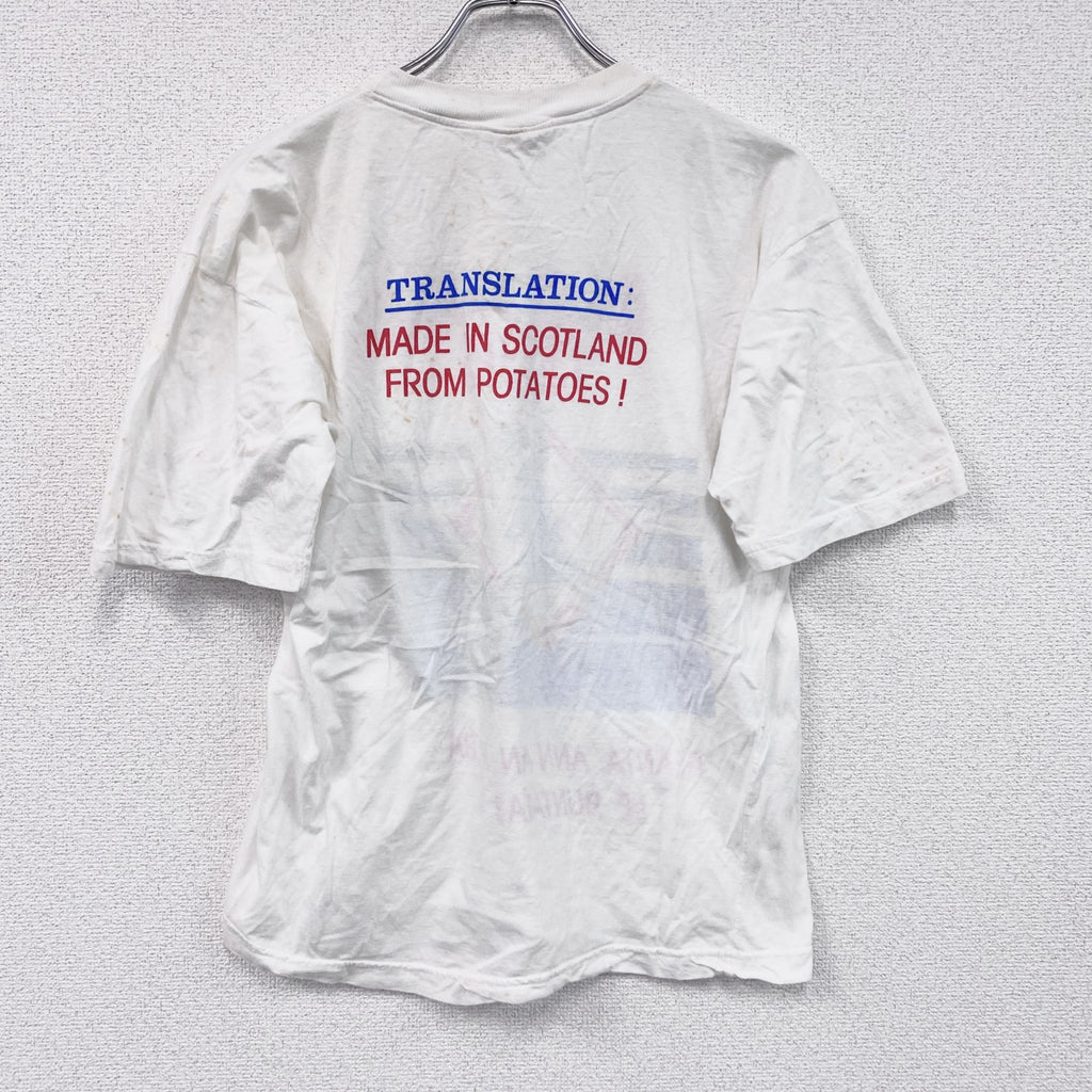 ～90s　Afhtan　半袖プリントTシャツ　ユーロヴィンテージ　白　ホワイト　Lサイズ　古着