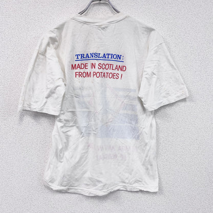 ～90s　Afhtan　半袖プリントTシャツ　ユーロヴィンテージ　白　ホワイト　Lサイズ