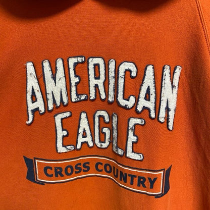 古着 used　AMERICAN EAGLE アメリカンイーグル　長袖スウェットパーカー　プルオーバー　オレンジ　XXLサイズ