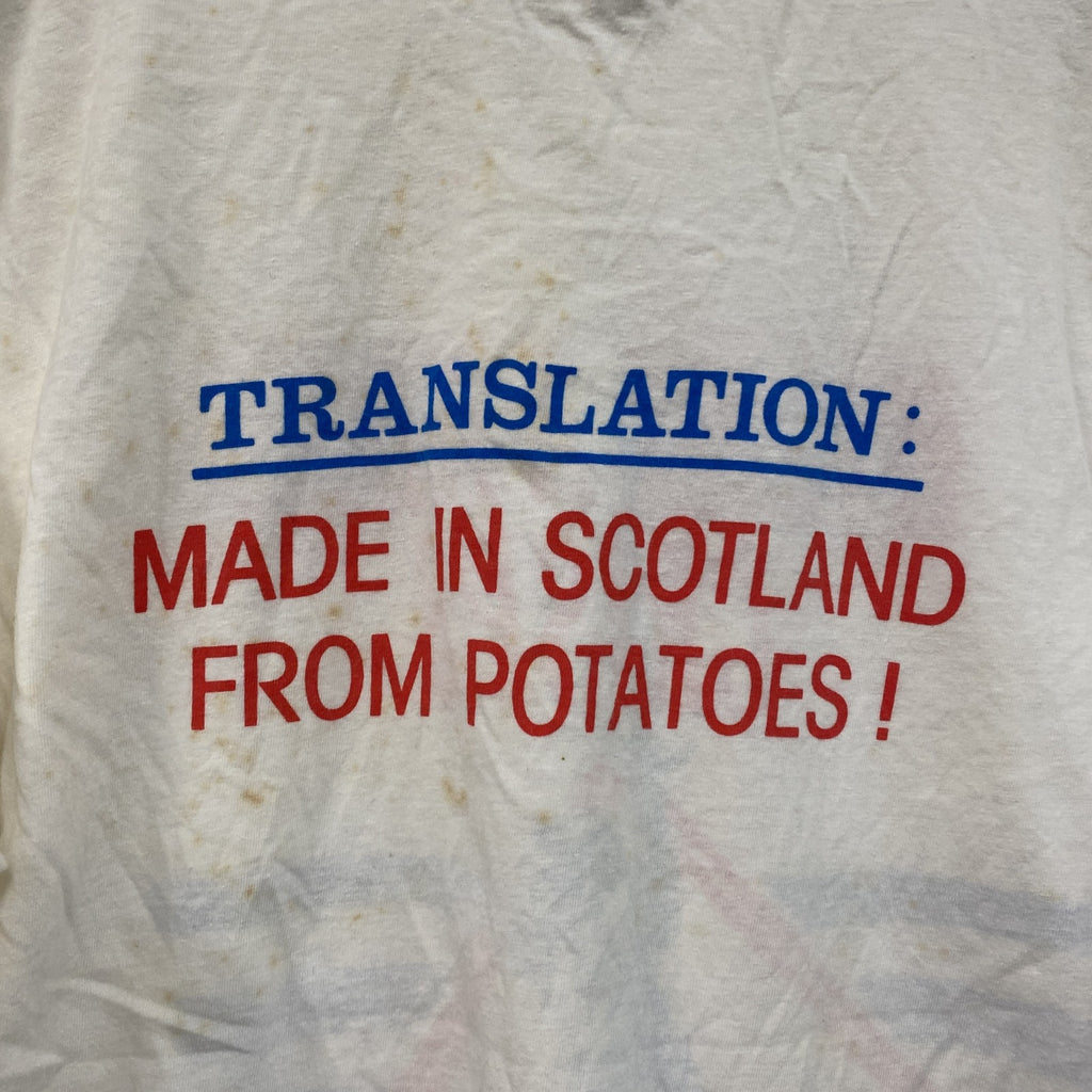 ～90s　Afhtan　半袖プリントTシャツ　ユーロヴィンテージ　白　ホワイト　Lサイズ　古着