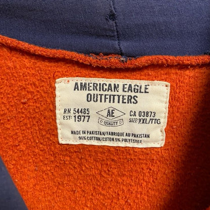 古着 used　AMERICAN EAGLE アメリカンイーグル　長袖スウェットパーカー　プルオーバー　オレンジ　XXLサイズ