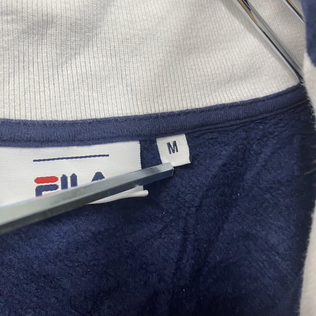 FILA　フィラ　ハーフジップスウェット/トレーナー　刺繍ロゴ　ワンポイント　リブライン　紺　ネイビー　Mサイズ　古着
