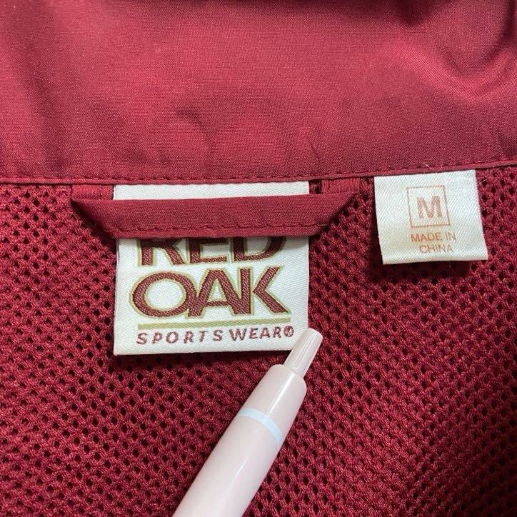 REDOAK　長袖ハーフジップカレッジナイロンジャケット　ワンポイント刺繍　ワインレッド　アラバマ大学　Mサイズ　古着