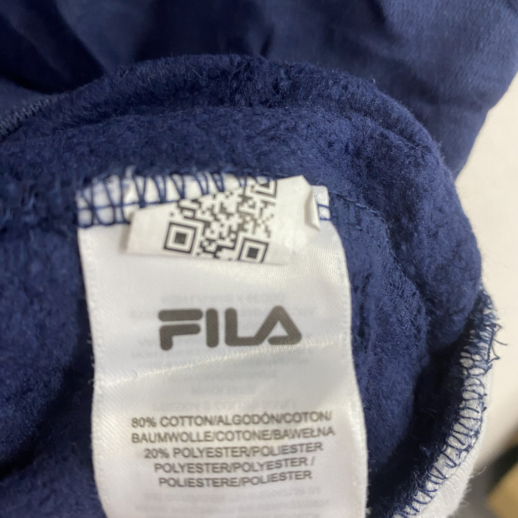 FILA　フィラ　ハーフジップスウェット/トレーナー　刺繍ロゴ　ワンポイント　リブライン　紺　ネイビー　Mサイズ　古着