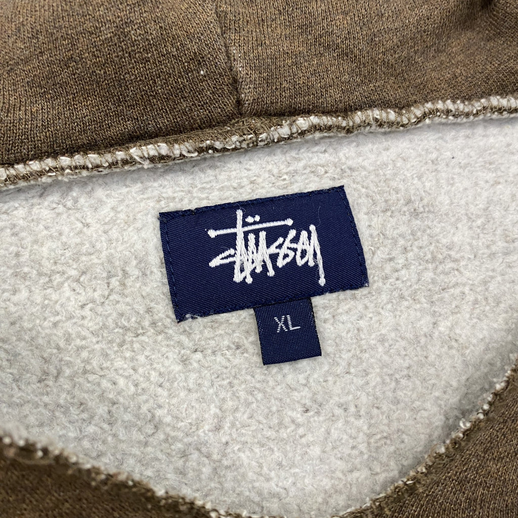 90s　Stussy　ステューシー　スウェットパーカー/フーディー　紺タグ　茶色　ブラウン　XLサイズ　　ヴィンテージ　古着