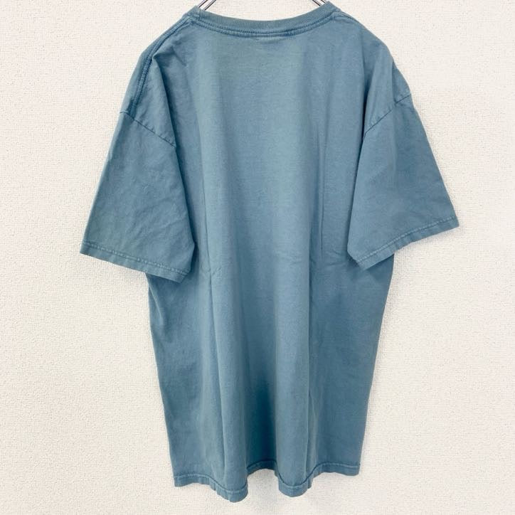 メキシコ製　TEE FURY　半袖イラストプリントTシャツ　Spacecraft Repair　水色　Lサイズ　古着