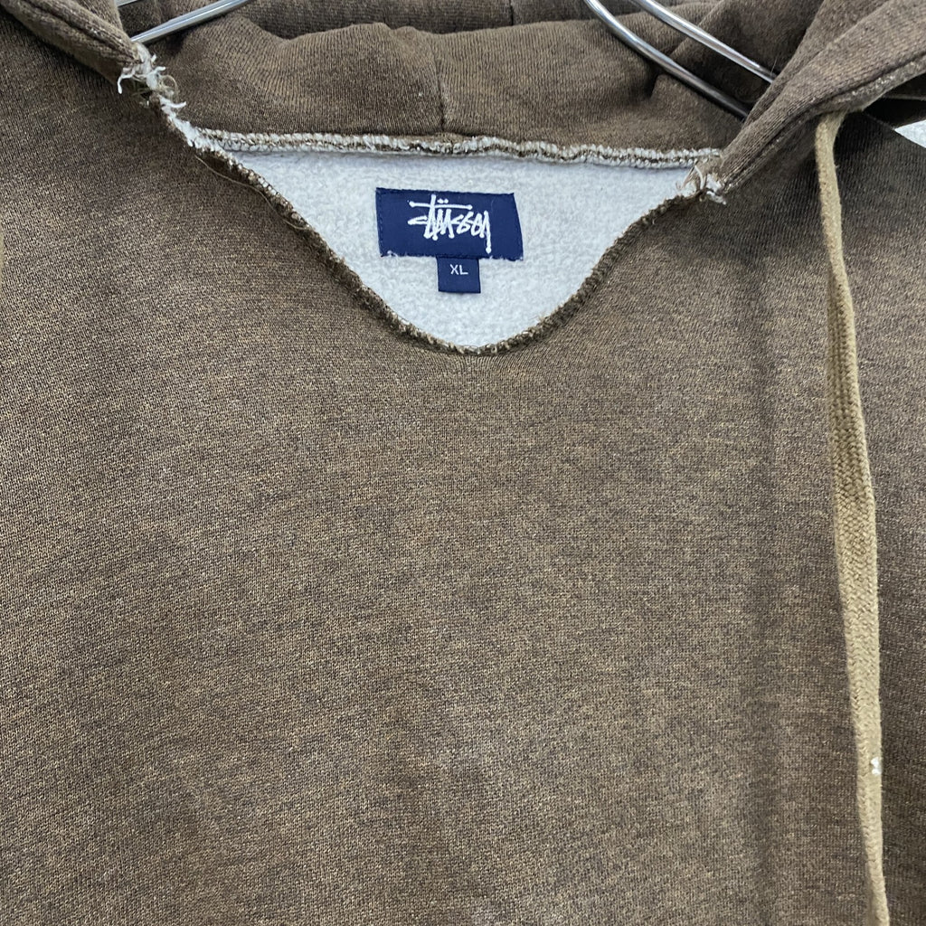 90s　Stussy　ステューシー　スウェットパーカー/フーディー　紺タグ　茶色　ブラウン　XLサイズ　　ヴィンテージ　古着