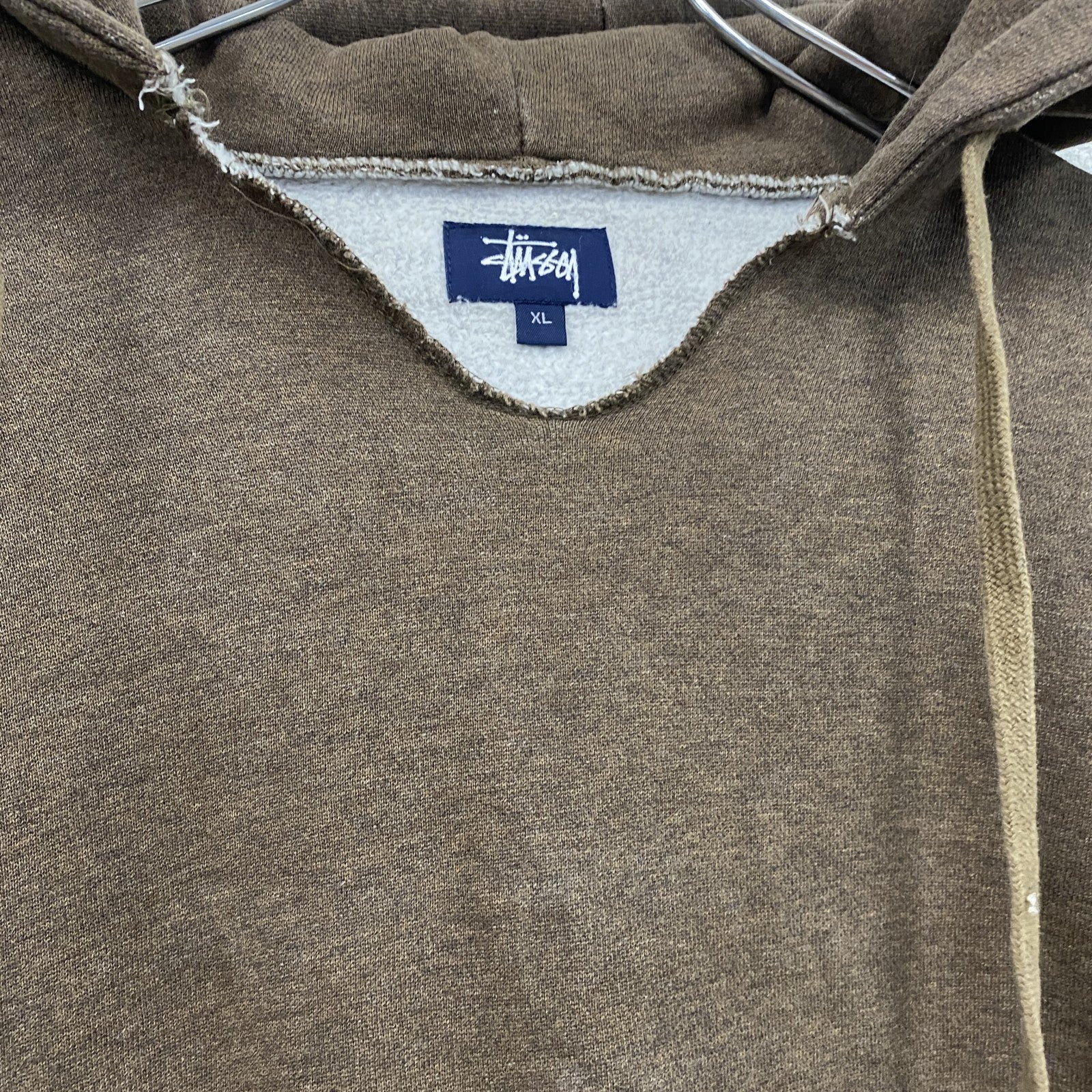 90s　Stussy　ステューシー　スウェットパーカー/フーディー　紺タグ　茶色　ブラウン　XLサイズ　　ヴィンテージ　古着
