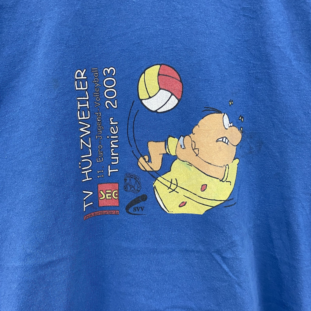 00s　asics　アシックス　半袖プリントTシャツ　ヴィンテージ　青　ブルー　Mサイズ　古着