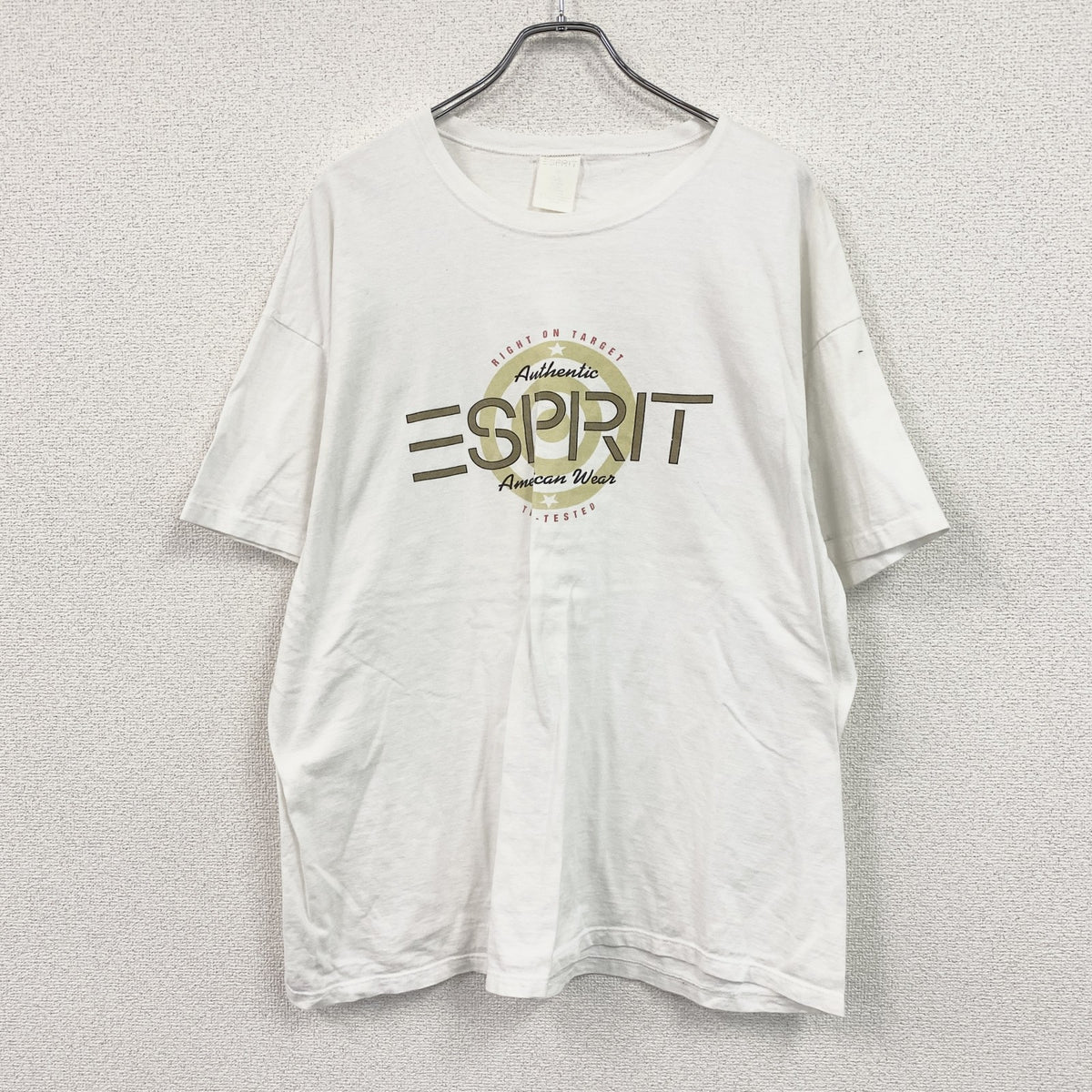 ～90s　ESPRIT　エスプリ　半袖プリントTシャツ　デカロゴ　シングルステッチ　ヴィンテージ　白　ホワイト　XLサイズ