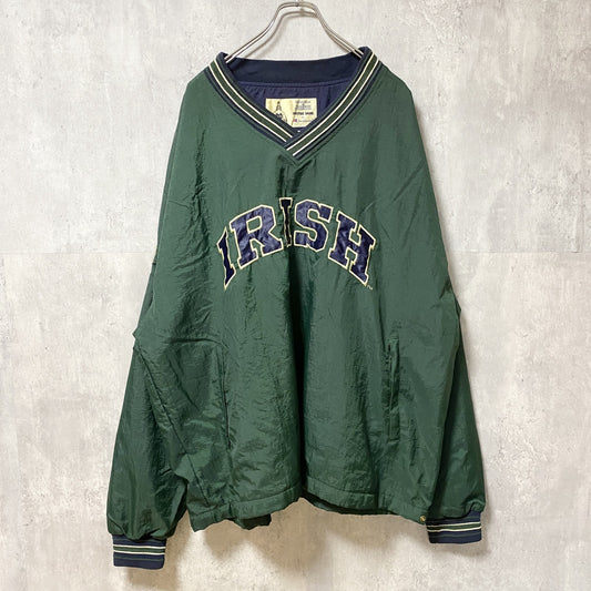 古着 used　90s　Champion　チャンピオン　長袖カレッジナイロンジャケット　ノートルダム大学　緑　オーバーサイズ