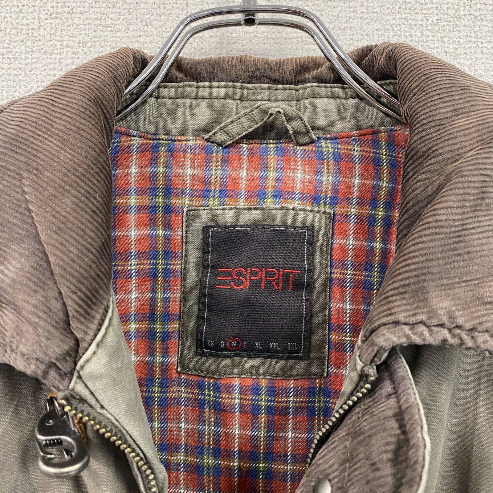 ESPRIT　エスプリ　ファイヤーマンジャケット　比翼仕立て　コーデュロイカラー　デカポケット　カーキ　Mサイズ　古着