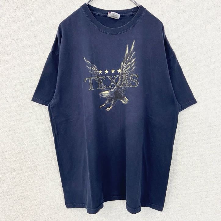 USA製　半袖プリントTシャツ　TEXAS　テキサス　鷹　eagle　ネイビー　紺　ヴィンテージ　XLサイズ　古着