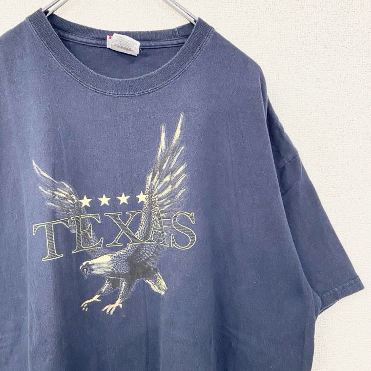USA製　半袖プリントTシャツ　TEXAS　テキサス　鷹　eagle　ネイビー　紺　ヴィンテージ　XLサイズ　古着