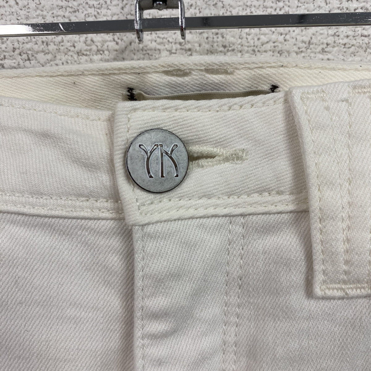 YANUK　ヤヌーク　スキニーパンツ　ジップフライ　白　ホワイト　24サイズ メンズ コットン ポリウレタン 古着