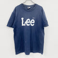 90s～　LEE　リー　半袖プリントTシャツ　フェード　デカロゴ　ヴィンテージ　紺　ネイビー　Lサイズ カットソー メンズ コットン 古着