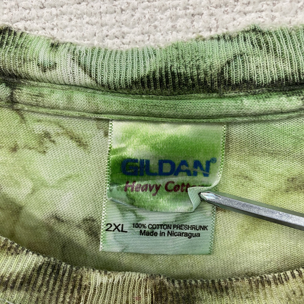 GILDAN　ギルダン　半袖プリントTシャツ　タイダイ柄　緑　グリーン　2XLサイズ　古着