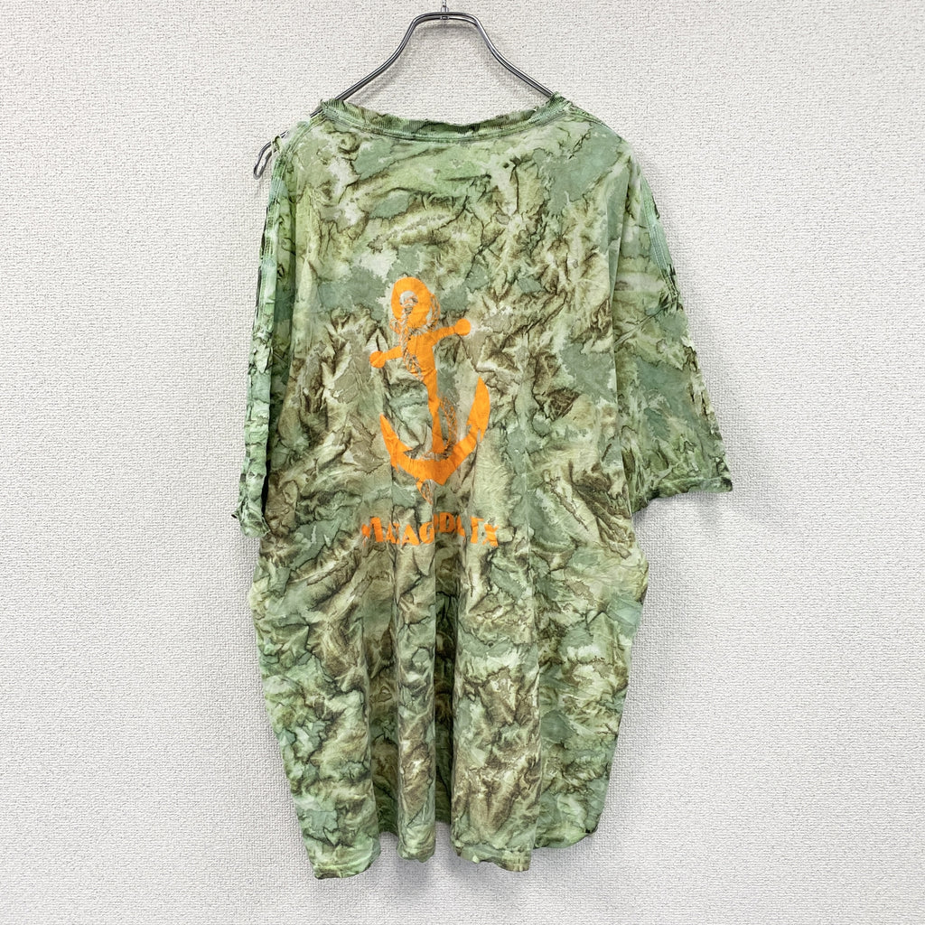 GILDAN　ギルダン　半袖プリントTシャツ　タイダイ柄　緑　グリーン　2XLサイズ　古着