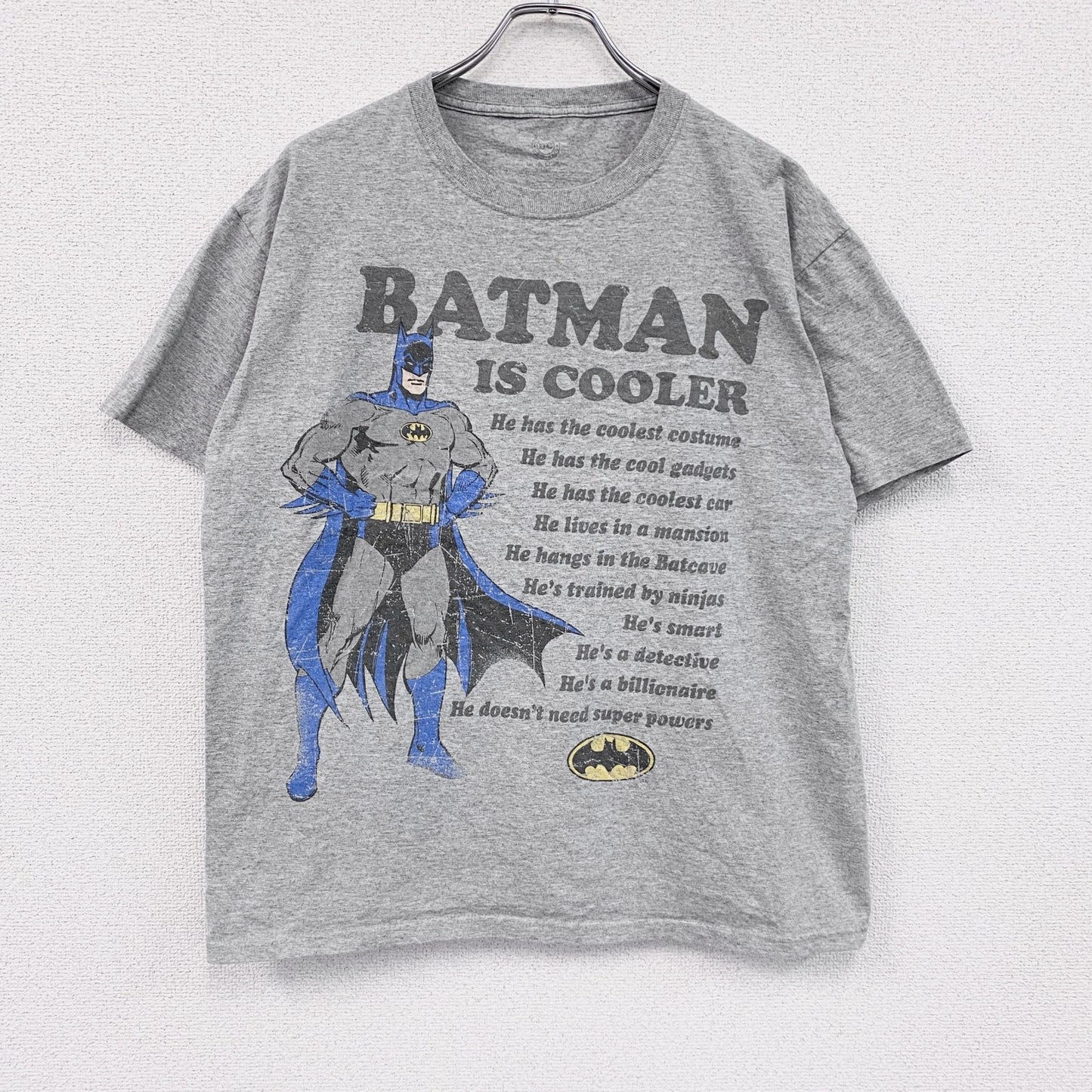 BATMAN　バットマン　半袖プリントTシャツ　灰色　グレー