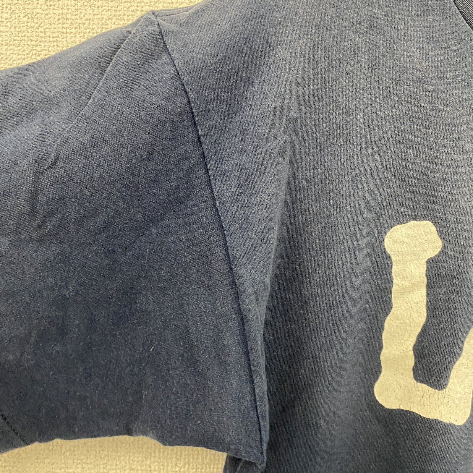 90s～　LEE　リー　半袖プリントTシャツ　フェード　デカロゴ　ヴィンテージ　紺　ネイビー　Lサイズ カットソー メンズ コットン 古着