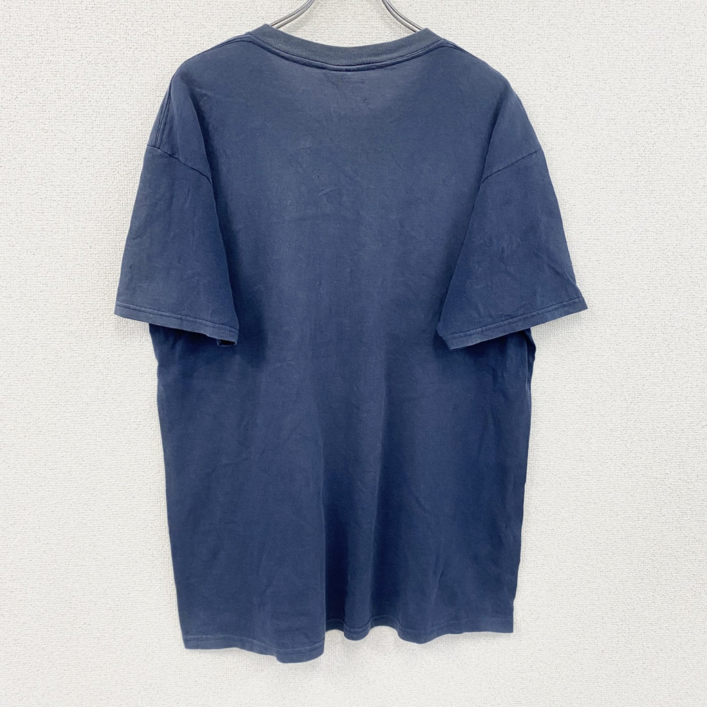 90s～　LEE　リー　半袖プリントTシャツ　フェード　デカロゴ　ヴィンテージ　紺　ネイビー　Lサイズ カットソー メンズ コットン 古着