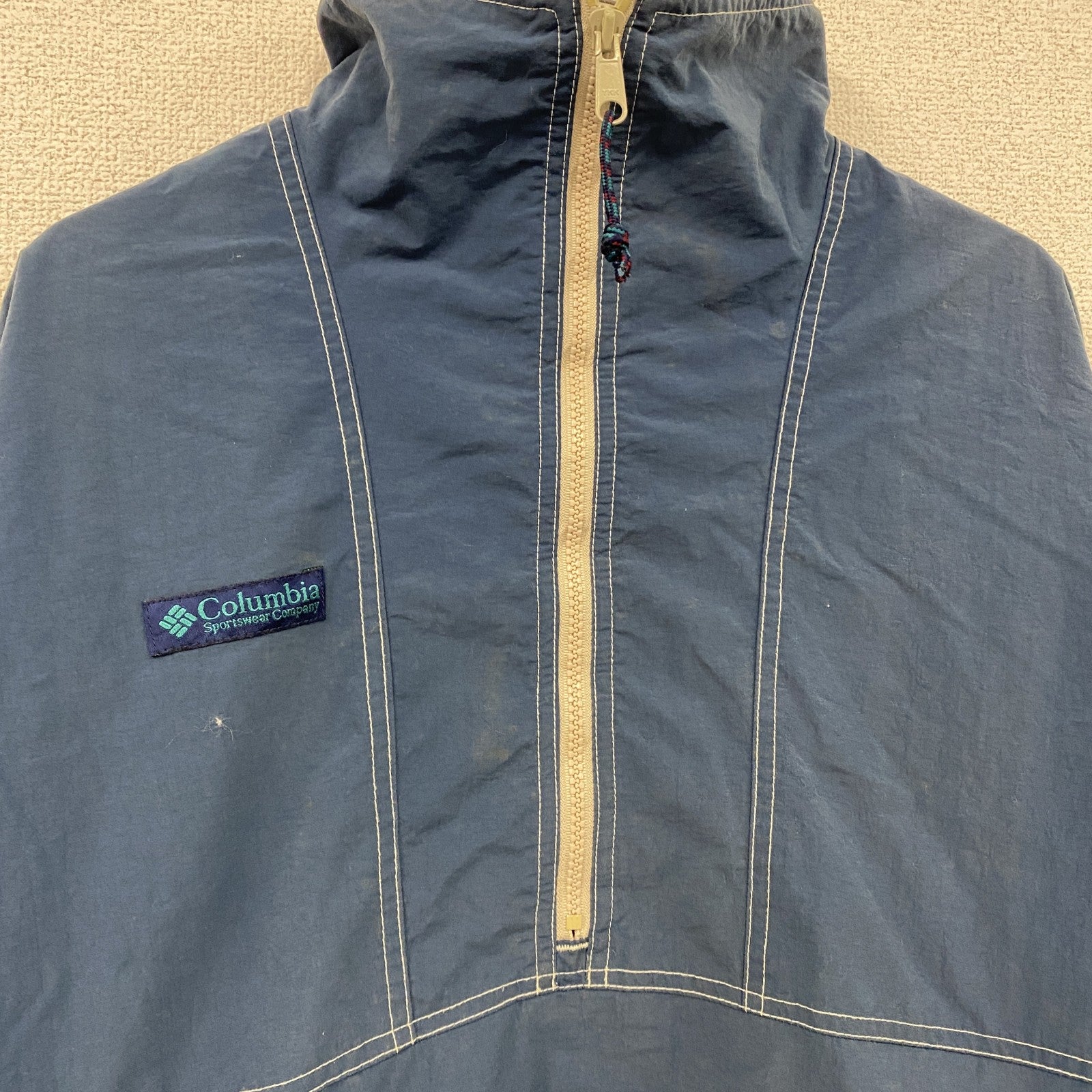 90s　Columbia　コロンビア　アノラックパーカー　ヴィンテージ　青　ブルー　Lサイズ　古着