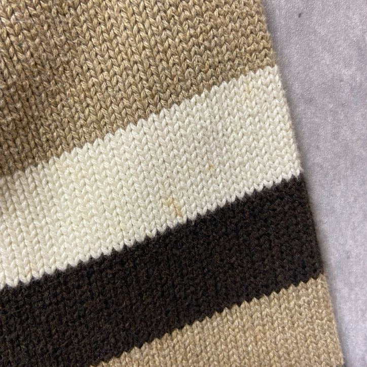 TOMMYHILFIGER　トミーヒルフィガー　長袖クルーネックニット　セーター　ベージュ　ネイビー　紺　Sサイズ　古着