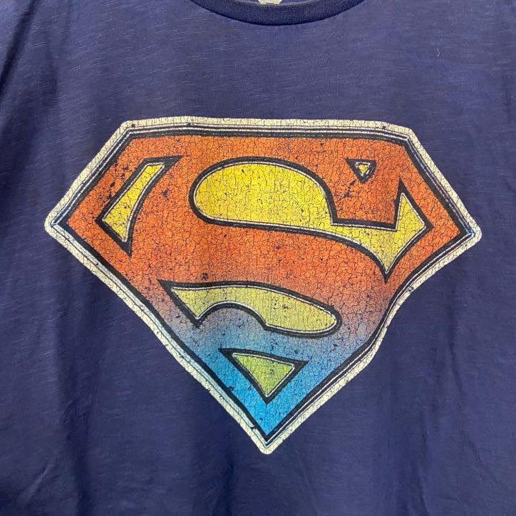 SUPERMAN　スーパーマン　マーベル　半袖プリントムービーTシャツ　DCコミックス　映画　ネイビー　紺　Lサイズ　古着