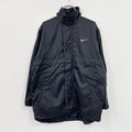 ～00s　NIKE　ナイキ　フルジップナイロンジャケット　スウッシュ　比翼仕立て　ヴィンテージ　黒　ブラック　XLサイズ　古着