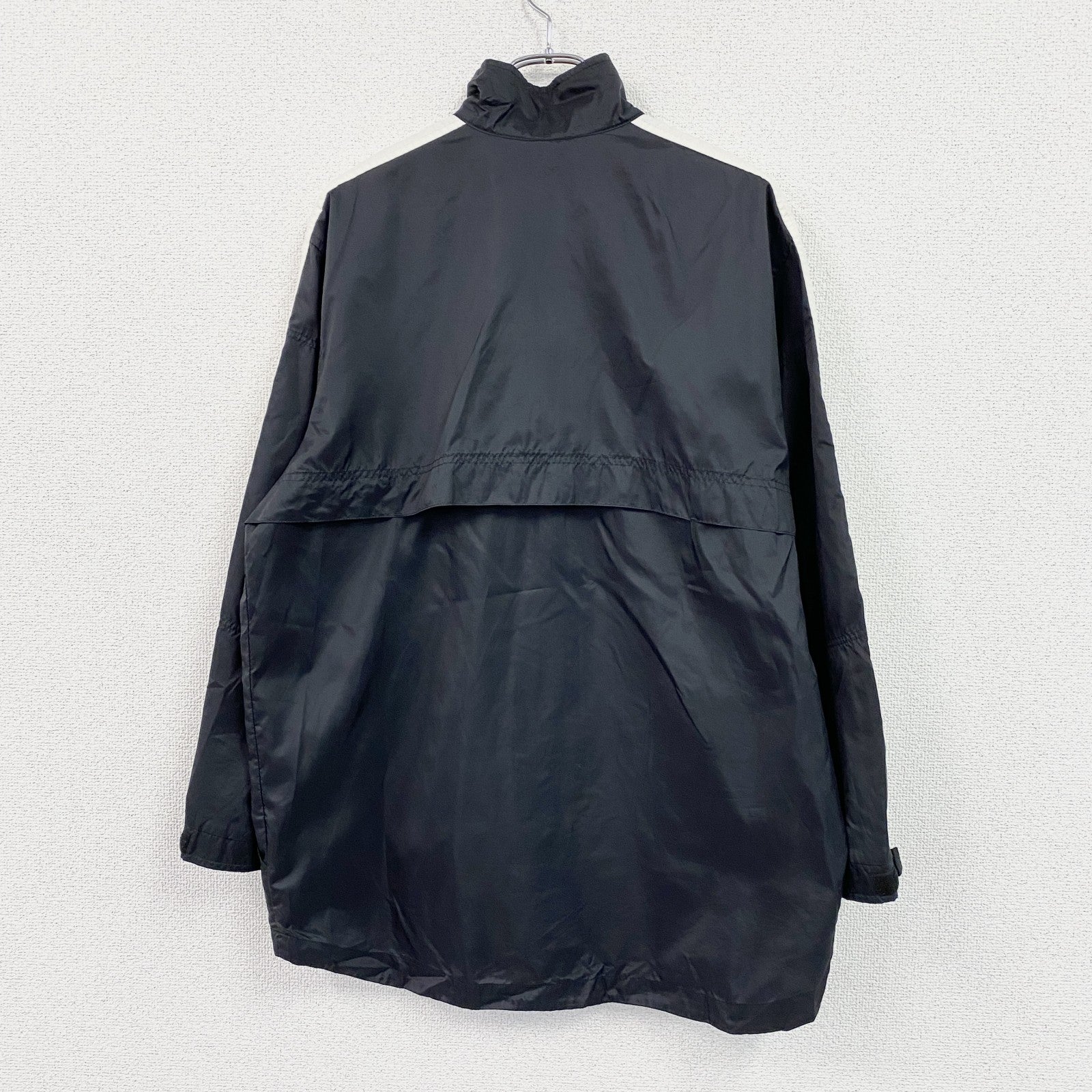 ～00s　NIKE　ナイキ　フルジップナイロンジャケット　スウッシュ　比翼仕立て　ヴィンテージ　黒　ブラック　XLサイズ　古着