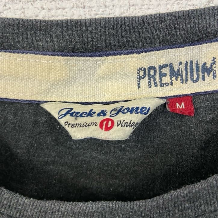 JACK＆JONES　ジャックアンドジョーンズ　半袖デザインプリントTシャツ　スペード　グレー　灰色　Mサイズ　古着