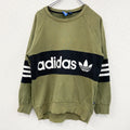 adidas　アディダス　スウェット/トレーナー　バイカラー　カーキ　黒　ブラック　Sサイズ　古着
