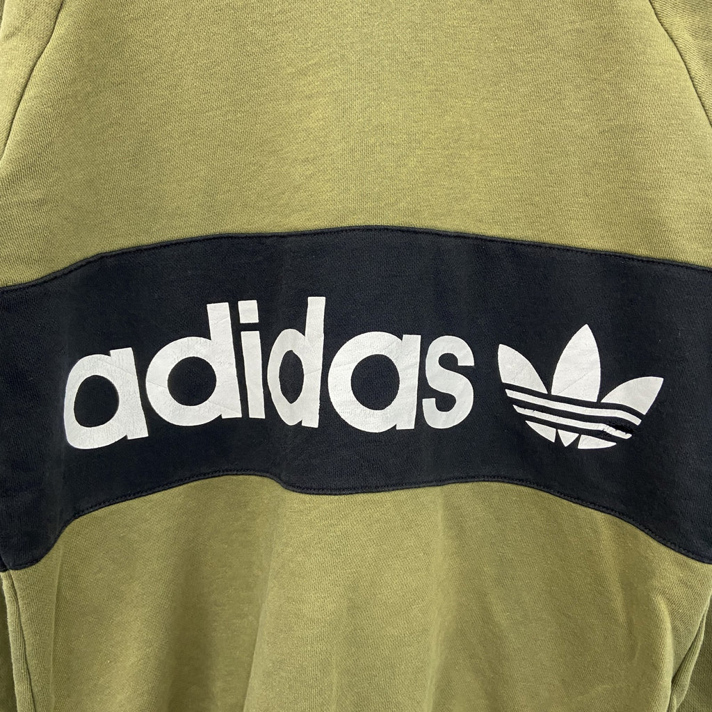 adidas　アディダス　スウェット/トレーナー　バイカラー　カーキ　黒　ブラック　Sサイズ　古着