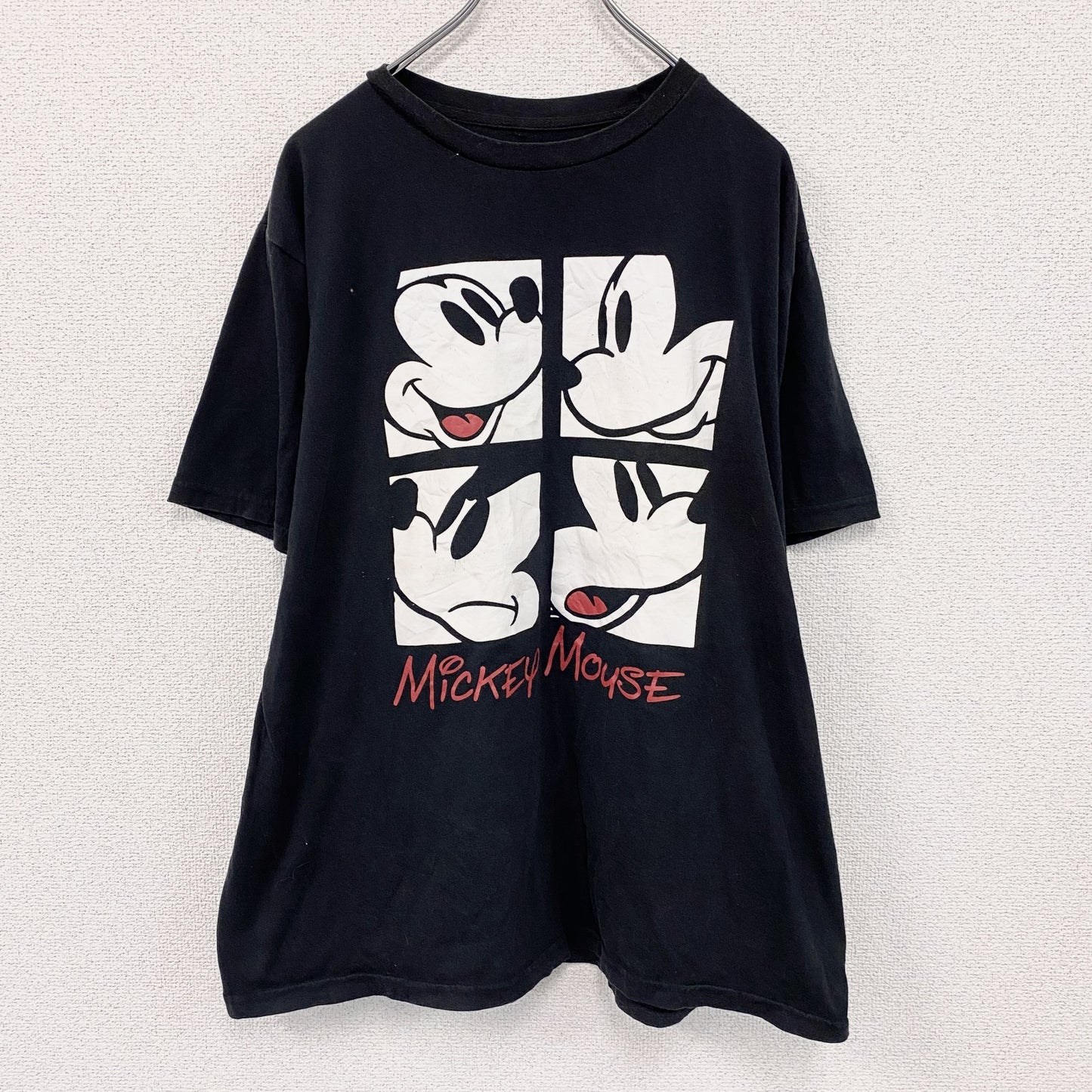 Disney　ディズニー　半袖プリントTシャツ　ミッキー　キャラクターデザイン　黒　ブラック　XLサイズ