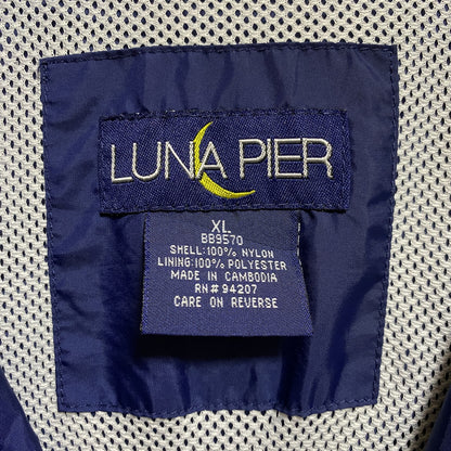 古着 used　LUNAPIER　ルナピア　長袖フルジップナイロンジャケット　ワンポイントロゴ刺繍　ネイビー　オーバーサイズ