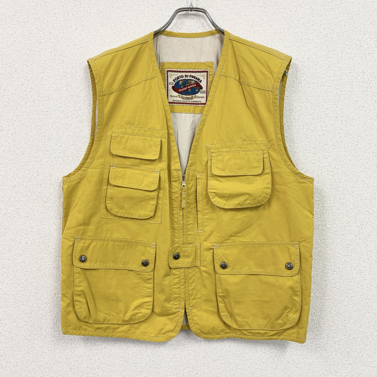 ～90s　PORTO DI PANAMA　ポルト・ディ・パナマ　フィッシングベスト　ユーロヴィンテージ　イエロー　46サイズ　古着