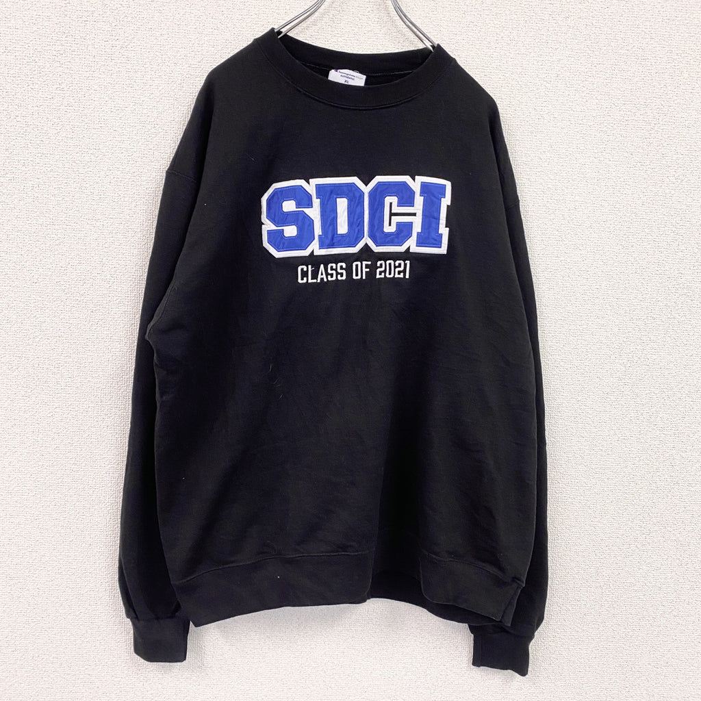 Champion　チャンピオン　スウェット/トレーナー　刺繍ロゴ　クルーネック　現行　黒　ブラック　XLサイズ　古着
