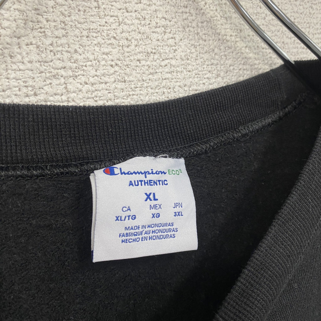 Champion　チャンピオン　スウェット/トレーナー　刺繍ロゴ　クルーネック　現行　黒　ブラック　XLサイズ　古着