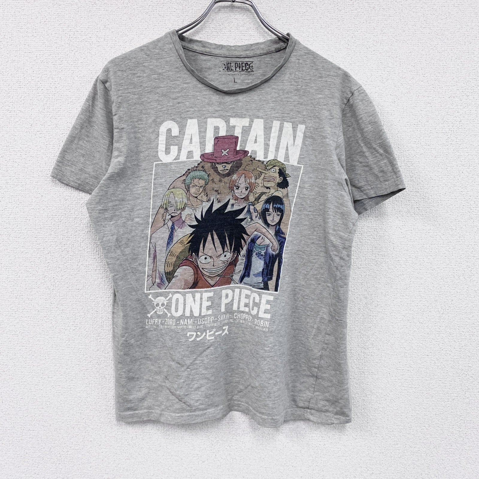 ONE PIECE　ワンピース　半袖プリントTシャツ　灰色　グレー　Lサイズ　古着