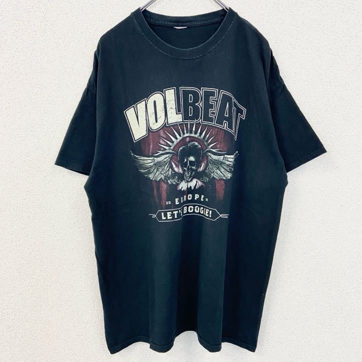 半袖両面プリントTシャツ　VOLBEAT　ヴォルビート　バンドT　ツアーT　スカル　黒　ブラック　古着