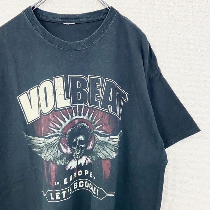 半袖両面プリントTシャツ　VOLBEAT　ヴォルビート　バンドT　ツアーT　スカル　黒　ブラック　古着