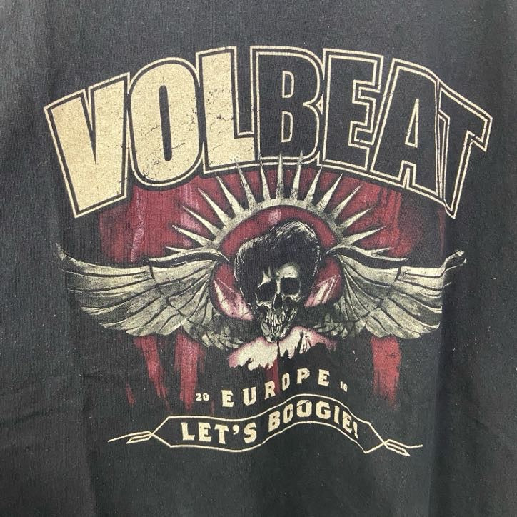 半袖両面プリントTシャツ　VOLBEAT　ヴォルビート　バンドT　ツアーT　スカル　黒　ブラック　古着