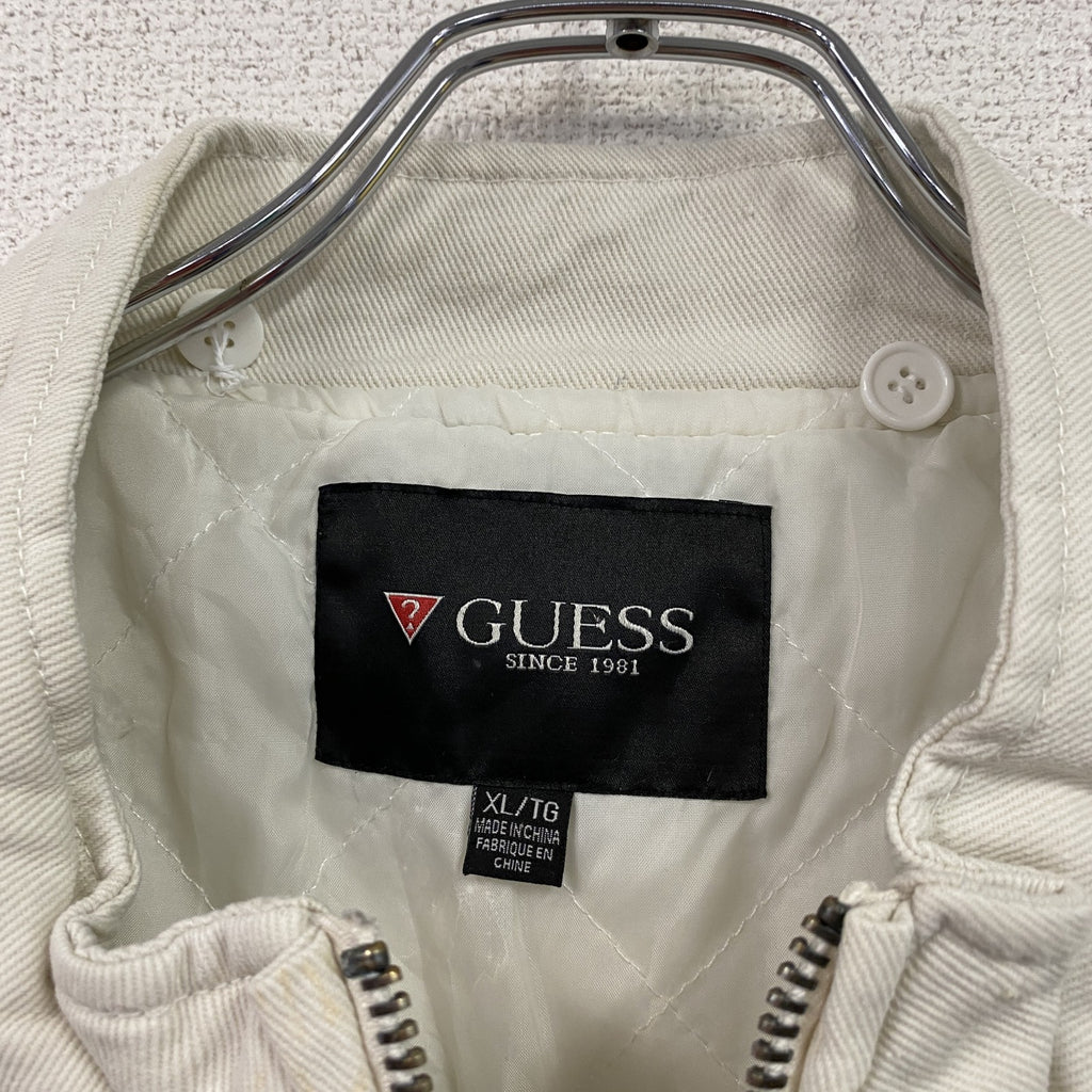 GUESS　ゲス　ミリタリージャケット　10つポケット　エポレット　白　ホワイト　XLサイズ　　古着
