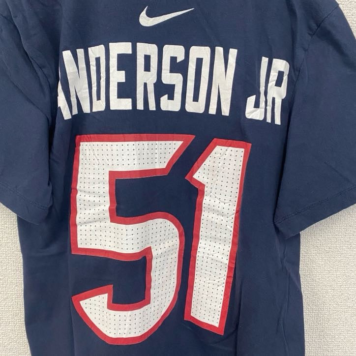 古着 used　NIKE ナイキ　半袖プリントTシャツ　スウッシュマーク　ネイビー　NFL　ヒューストン テキサンズ　Sサイズ