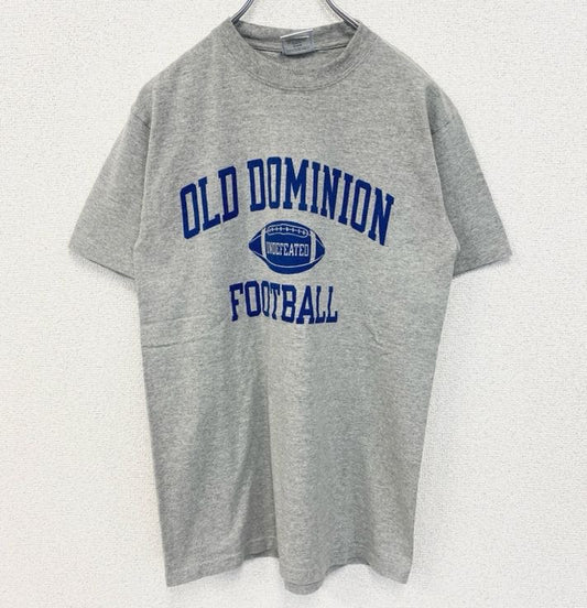 古着 used　champion チャンピオン　半袖プリントTシャツ　オールドドミニオン　フットボール　レトロ　グレー　Lサイズ