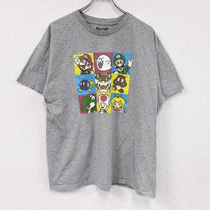 Nintendo　任天堂　SUPER MARIO　スーパーマリオ　半袖プリントTシャツ　灰色　グレー　XLサイズ