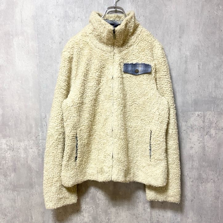 古着 used　PENDLETON　ペンドルトン　長袖ジップアップフリース　ボアブルゾン　胸ポケット付き　白　秋冬服　Mサイズ