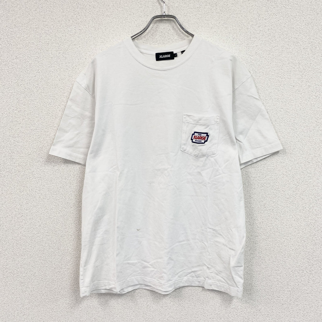 X-LARGE　エクストララージ　半袖プリントTシャツ　デカロゴ　両面プリント　白　ホワイト　Lサイズ　古着